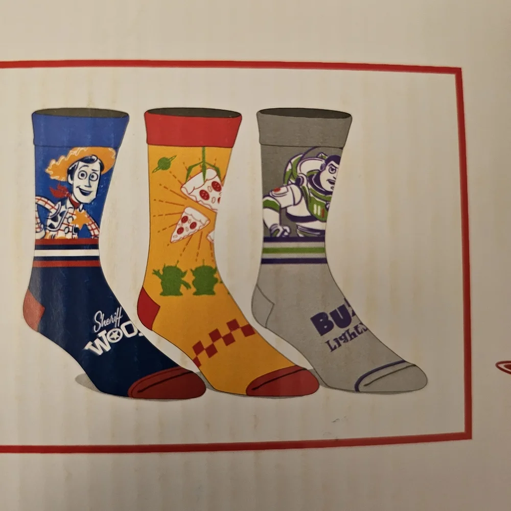 Disney Toy Story Bundle of 3 Pairs of Socks in Pizza Planet Pizza Box